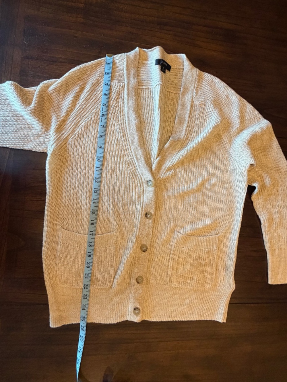J. Crew Linen Blend Tan Knit Button Down Cardigan, Size Small - Picture 11 of 12